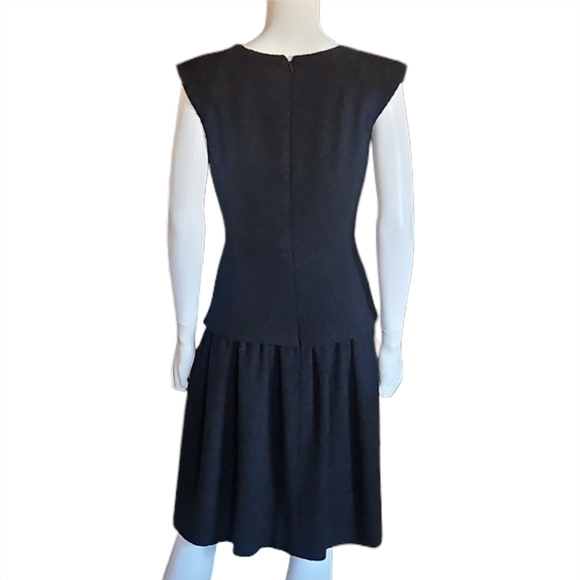 OSCAR DE LA RENTA | Black Wool Silk Cocktail Dress Italy Fall 13 ~ Size 8 - Picture 4 of 7